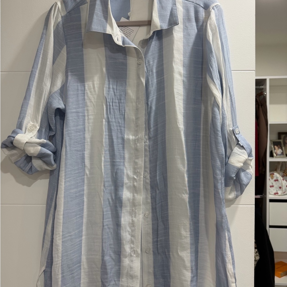 Blue and White Striped women